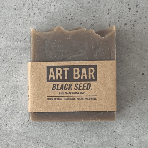 Limitierte Art Bar Seife Black Seed mit limitiertem Art Print von Jen Black, atelier.91